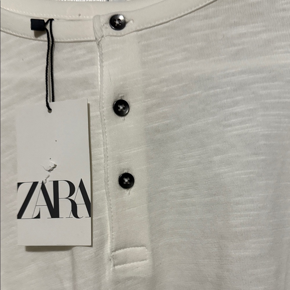 ZARA Boys Off-White Henley T-Shirt (NWT) |Size 13–14 Years (164 cm) - Picture 4 of 9